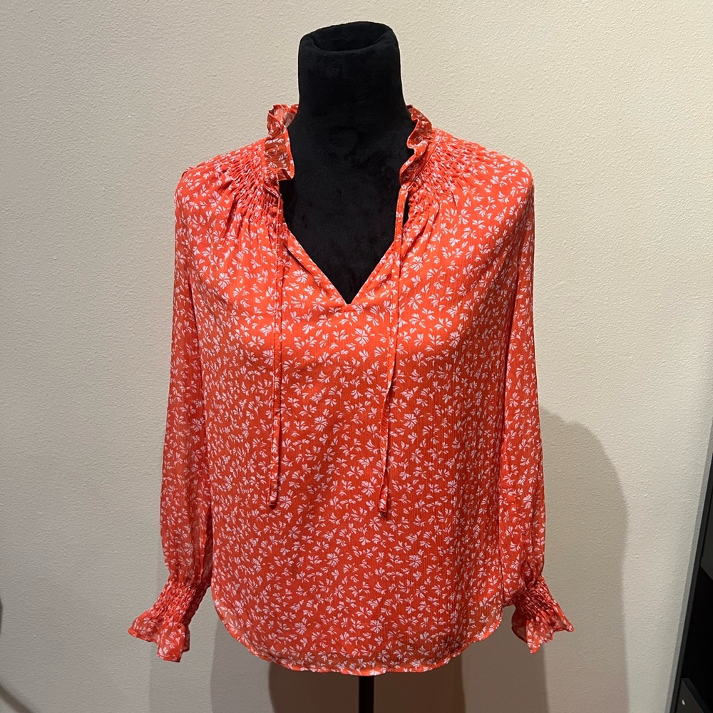 LOFT Red Floral Blouse